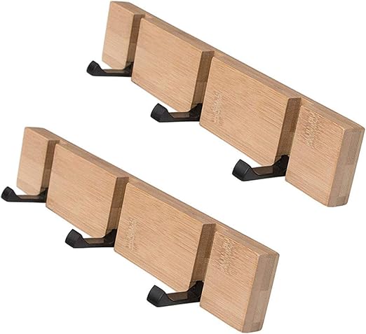 Amazon Co Jp Noze ウォールハンガー 壁掛けフック 90 回転式 ナチュラル3連フック 収納式壁掛けフック 3連ｘ2 6連 天然竹製 省スペース 玄関 収納式 実用性 おしゃれ ホーム キッチン