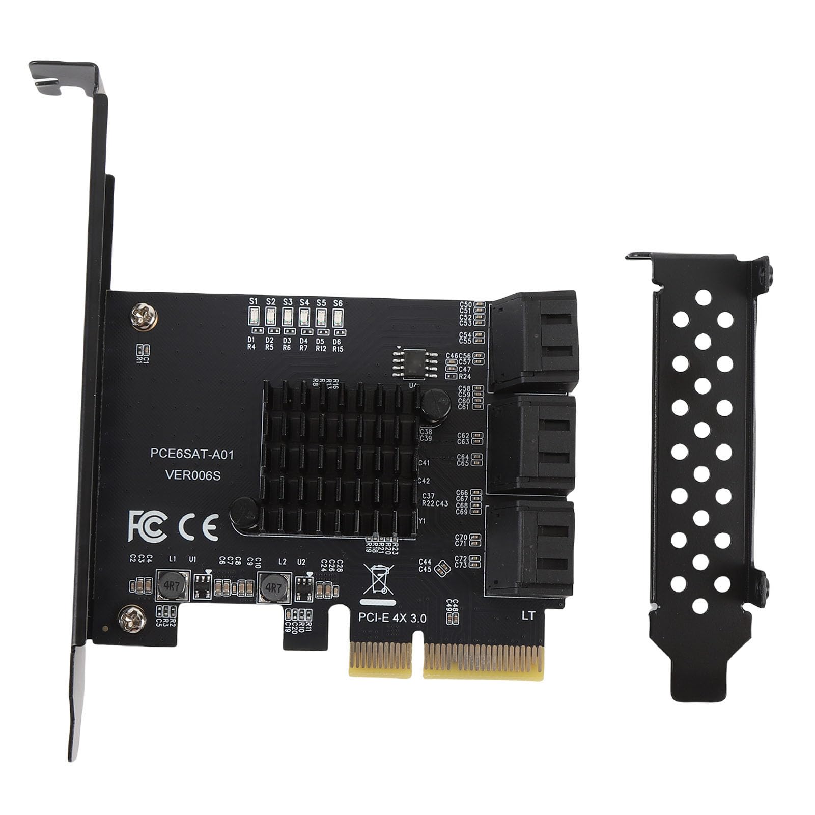 Generic Scheda di Estensione PCIE a Serial ATA3.0 per Trasferimento Dati Rapido a 6 Porte per Prestazioni Efficienti, per Vari Sistemi Operativi Resina e Ferro