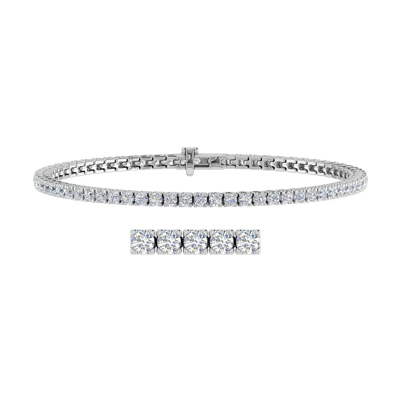 2 to 7 Carat Diamond Tennis Bracelet in 14K Gold (7 Inch) - IGI Certified (I1-I2 Clarity)