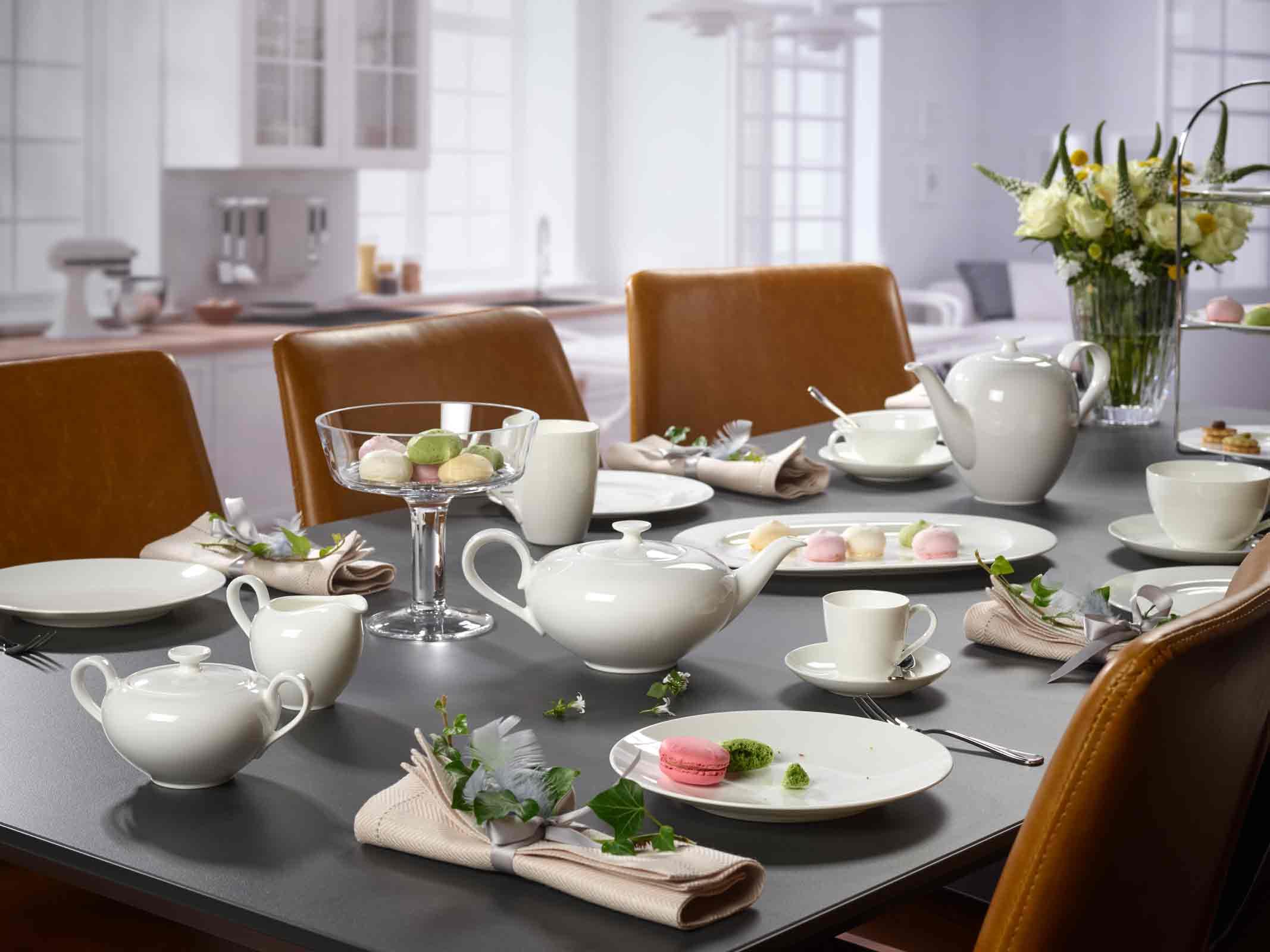 Villeroy & Boch Anmut 6-częściowy zestaw spodków do kawy/herbaty, ø 15 cm, klasyczne białe naczynia, porcelana premium, nadają się do mycia w zmywarce i używania w kuchence mikrofalowej, białe