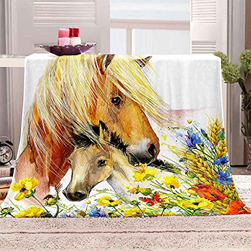 Couverture microfibre douce 3D cheval pour canapé lit - 2