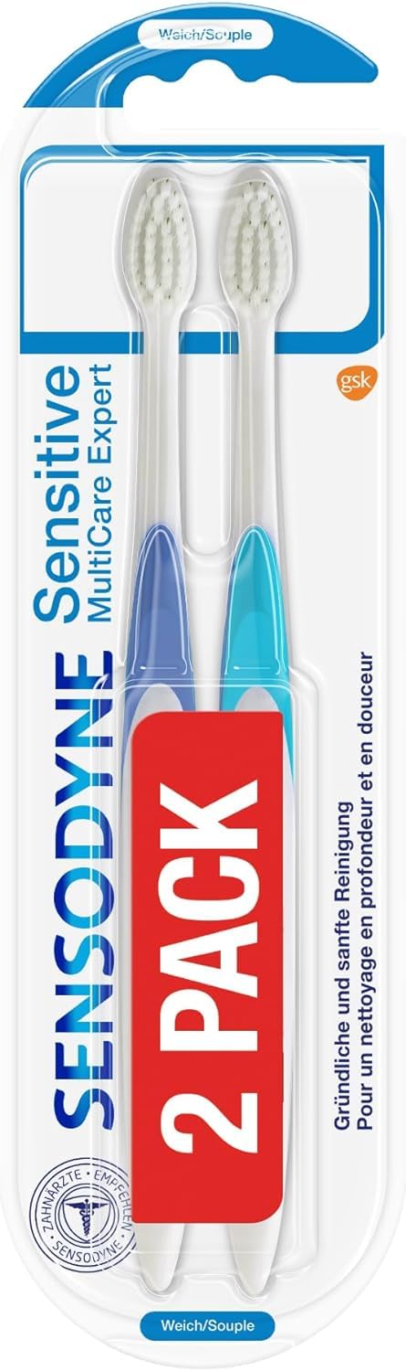 SensodyneSensitive MultiCare Expert Twin Pack Soft Toothbrush Specially Designed for People with Pain Sensitive Teeth, Pack of 2