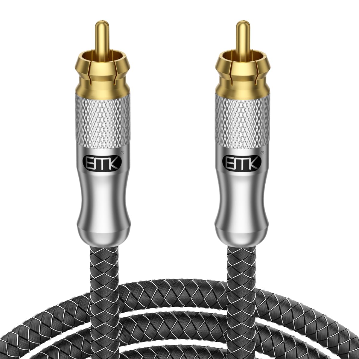 EMK RCA kabel subwoofer kabel digitale coaxiale audiokabel cinch naar RCA Split-Tip S/PDIF audiokabel (Dual Shielded, 24k Gold Plated) SUBWOOFER kabel voor luidsprekers, Soundbar, TV, Mixer (8 m