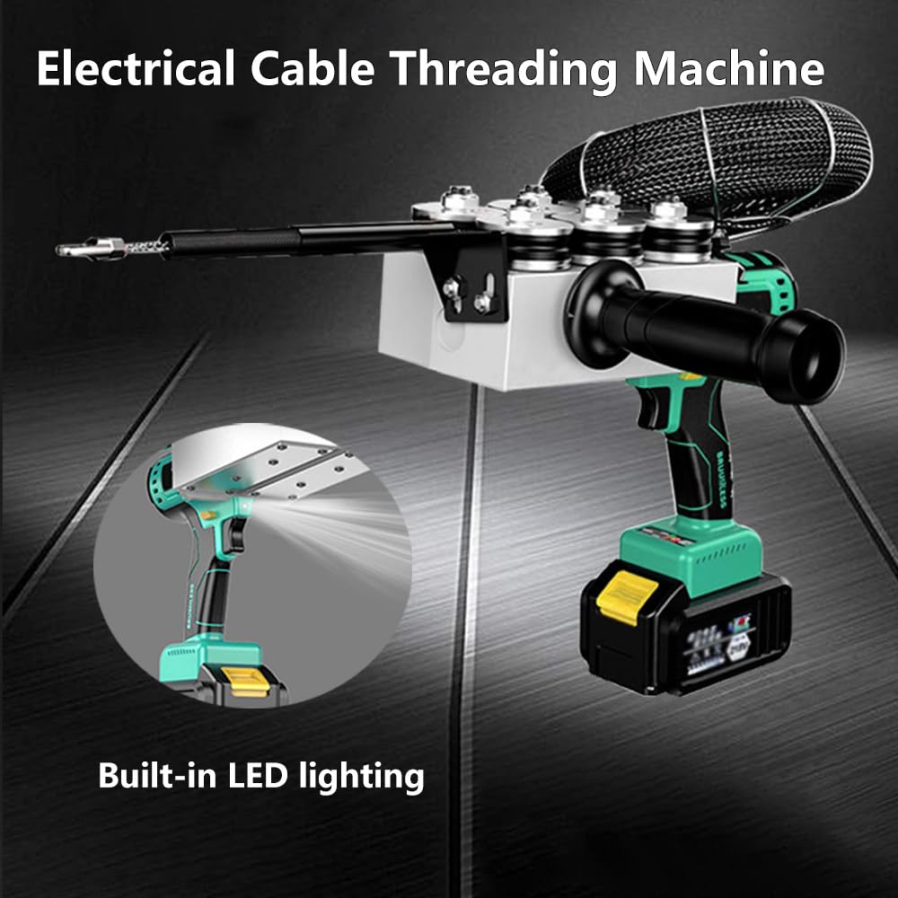 30 m Kabeleinfädler Automatischer Kabeldurchzug (50 m/min) Kabeleinfädler Lithium-Kabeleinfädler LED-Beleuchtung 1Battery