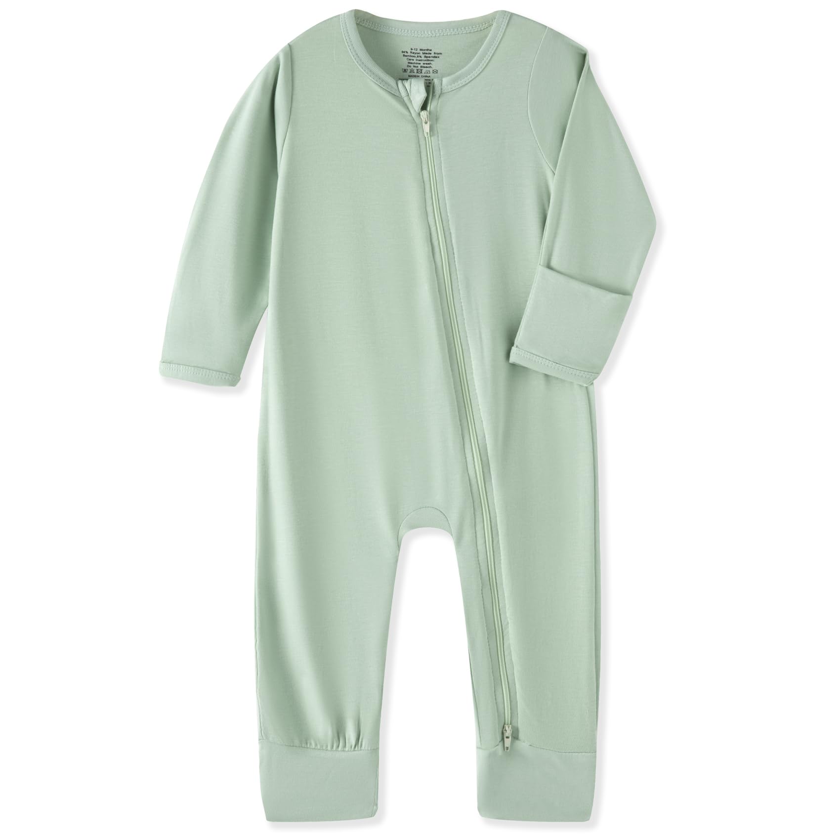 Rayon from Bamboo Baby Pajamas, Baby Sleeper with Mitten Cuffs and 2 Way Zipper, Rompers for Baby Boy Girls 0-24 Months