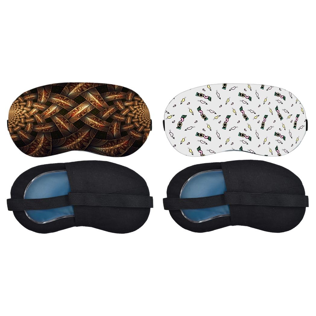 Aoxeria Bronze Geometric Weave, Mini Unicorn Pattern Sleeping Mask Combo, Soft Comfortable Light-Blocking Eye Cover for Women, Men & Kids, Reusable Blindfold for Night Sleep, Nap, Travel (Pack of 2)-image-9