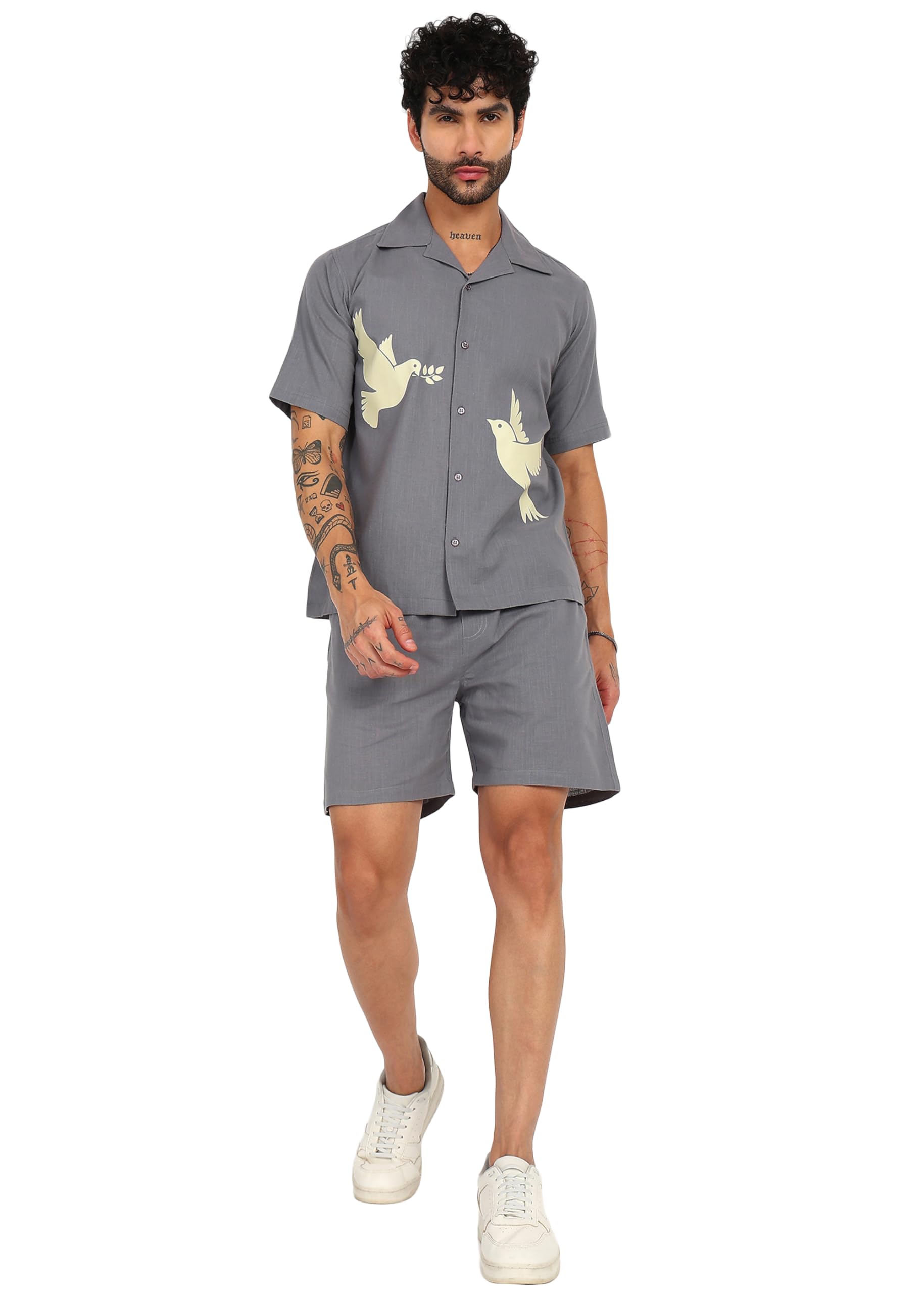 fabmade Men’s Stylish Cotton Coord Set | Matching Shirt & Shorts Two Piece Outfit | Comfortable Summer Casual Outfit for Daily Use Travel Vacation-picture-39