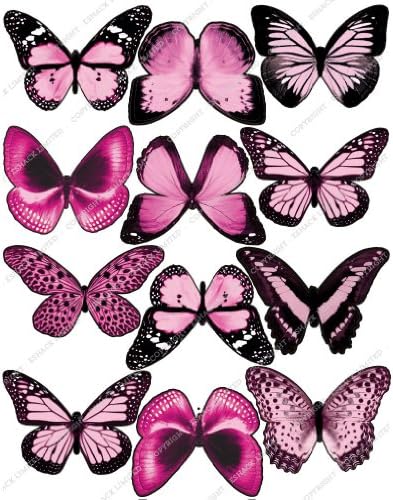 Cakeshop 12 x Pre-Cut Edible Butterfly Decorations Light Pink