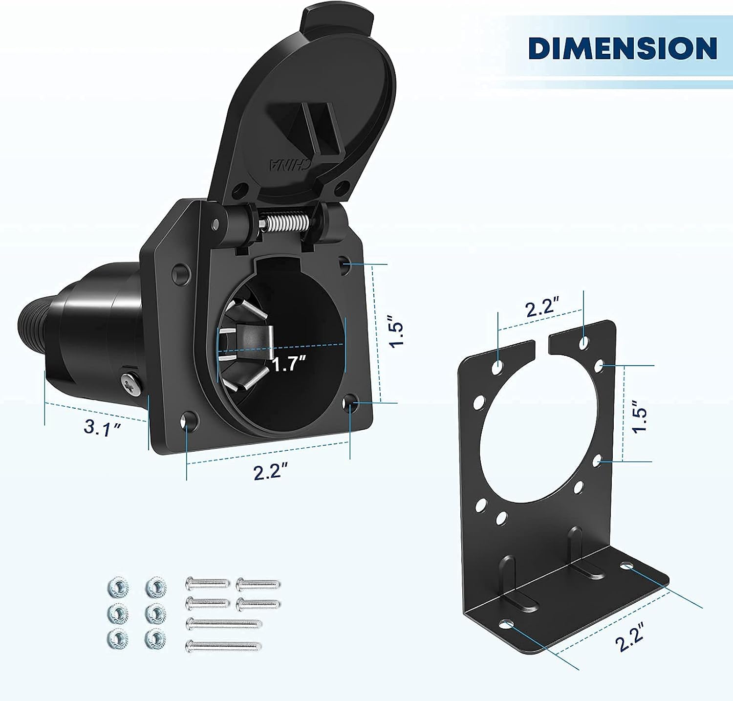 Kohree 4 Way Flat to 7 Way Round Blade Trailer Adapter Plug End 4 pin to 7 pin Electrical Connector with Mounting Bracket for RV, Truck, Car