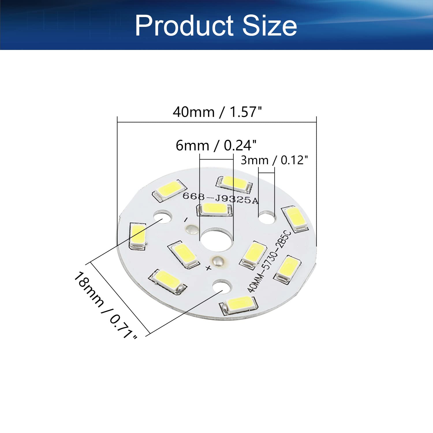 Bettomshin LED Chip Bulb 5w 300ma 15-18v 40mm SMD Module Circuit Aluminum Board Pure White Super Bright 6500K Floodlight 5Pcs