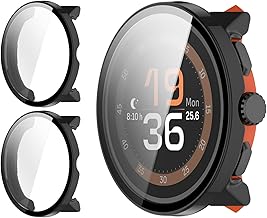 GIOPUEY Cover Compatibile con SUUNTO Run, [2 Pezzi] Pellicola Protettiva Vetro + Cornice in Plastica Rigida Custodia - Black+Black