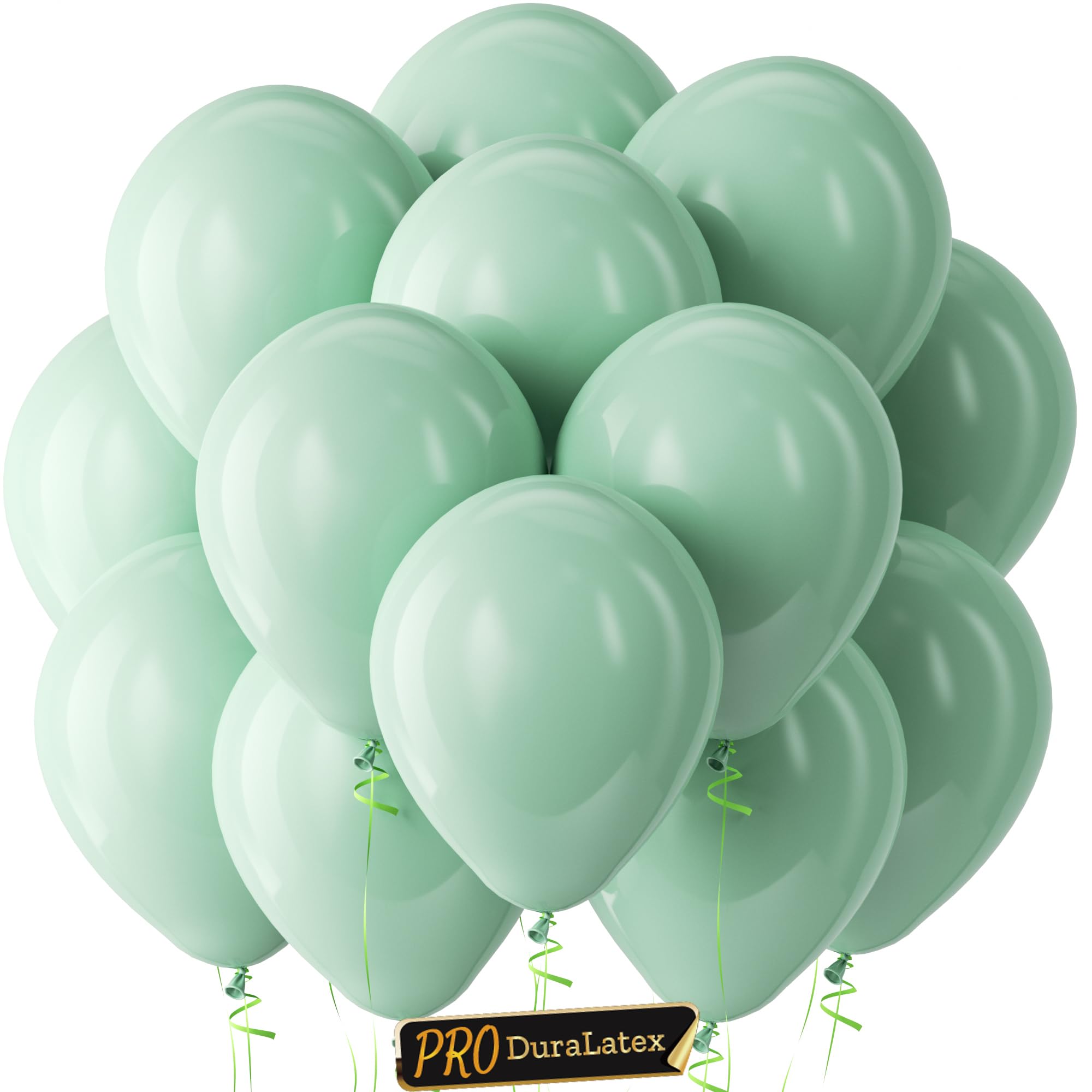 Bezente Pro Duralatex Mint Green Balloons - 100 Pack 12 inch Extra-Thick Pastel Light Green Balloons for Wedding Birthday Anniversary Gender Reveal Graduation Party Decorations