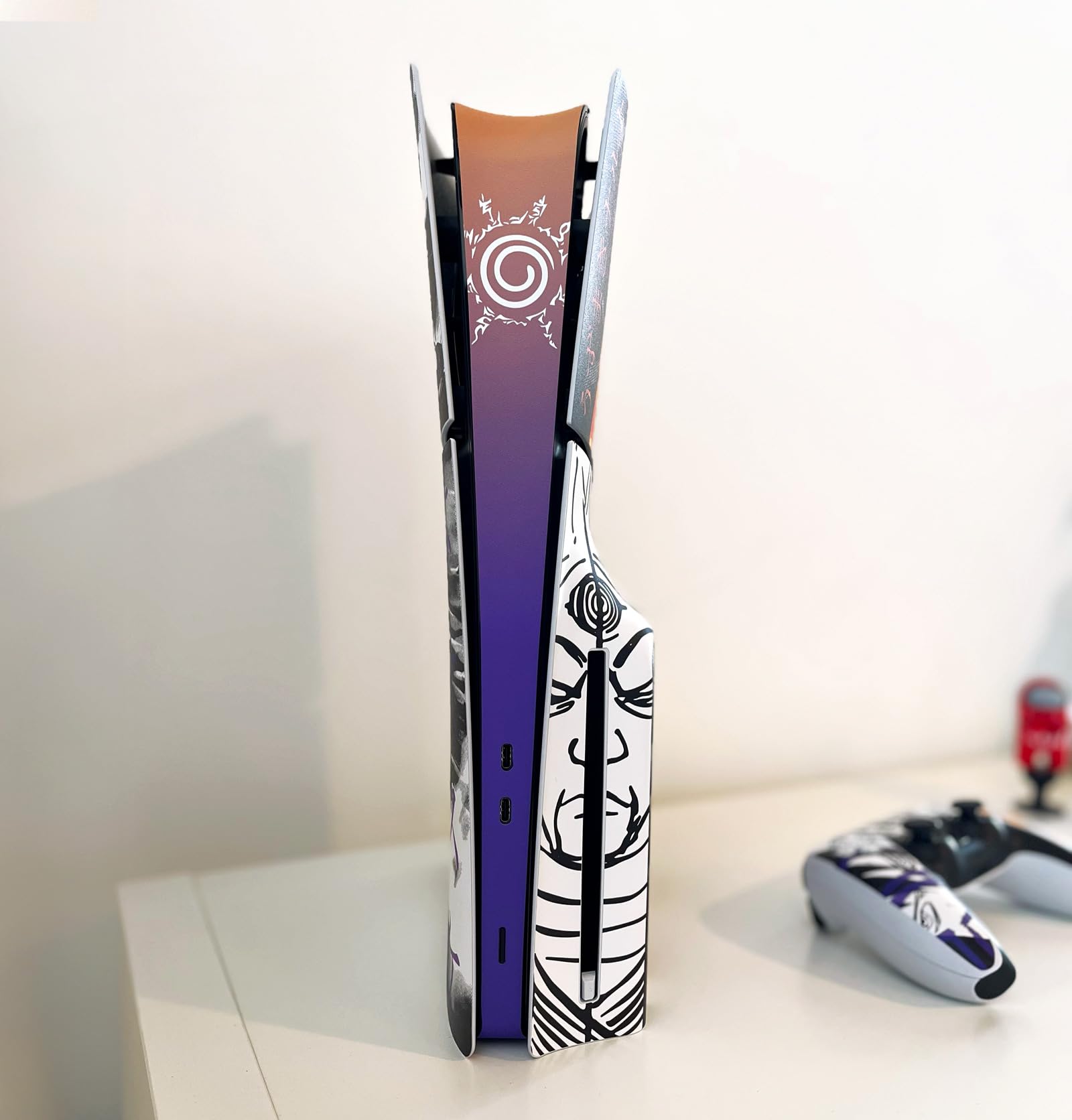 Sticker PS 5 Hokage Slim, Autocollant PS 5 Manga, Console et Manette, Edition Slim Disque, Skin Hokage PS 5 (1 Manettes)