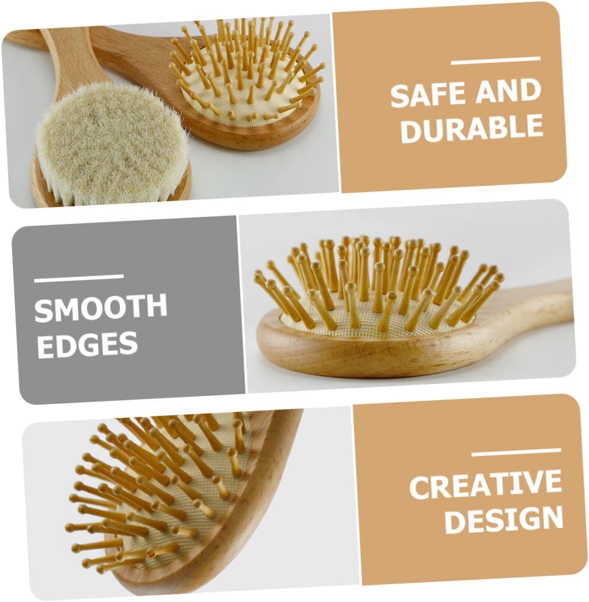Cute Baby Brush and Comb Set En Baby Hair Brush Boys and Girls Brush Comb Baby En Brush and Comb Set Hairbrush Boys and Girls Natural Bamboo Material Scalp Grooming Comb