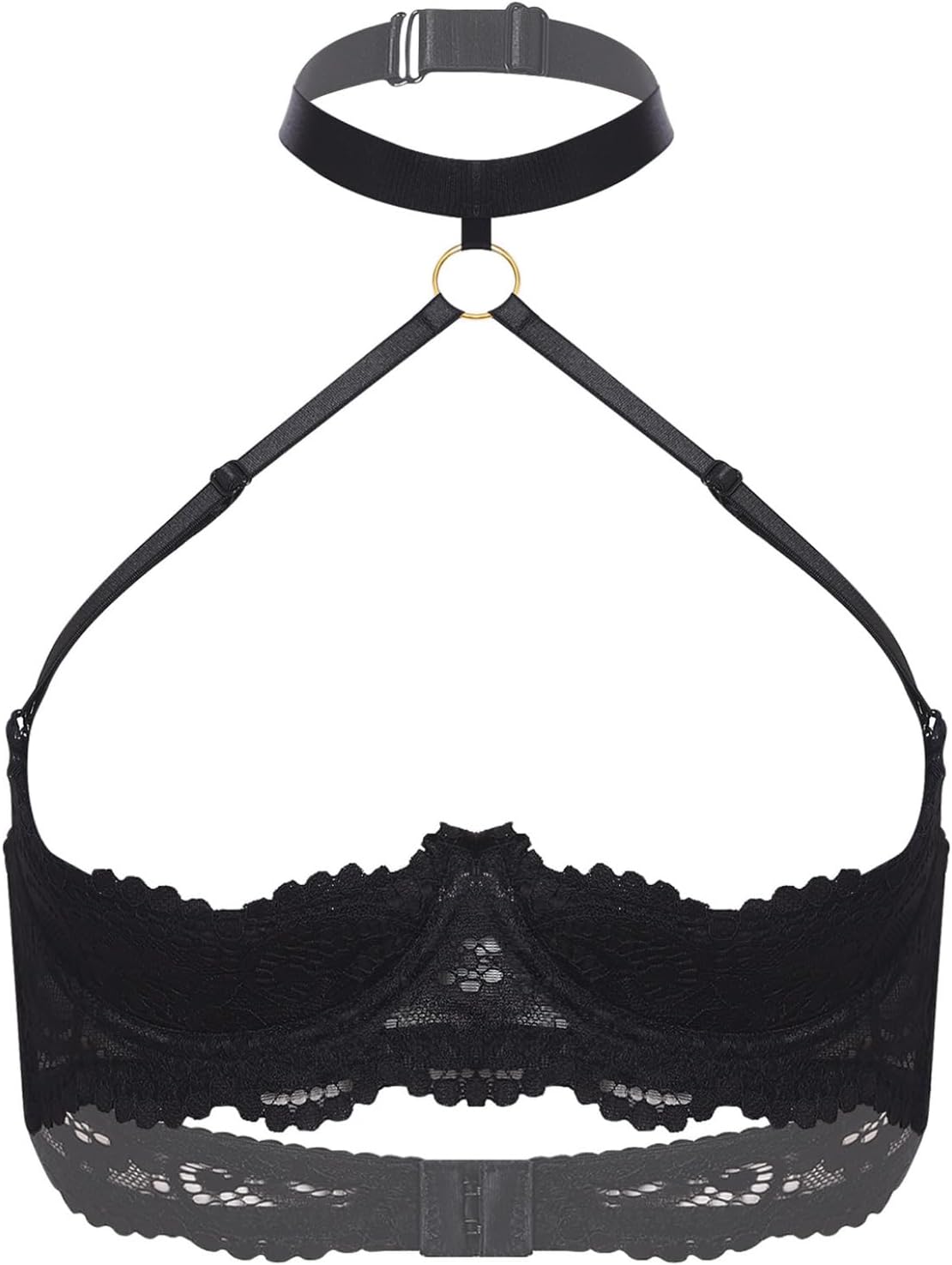 Lejafay Women Brassiere Open Nipples Unlined Bra Sheer Balconette Nightwear See Through Non-Padded Lingerie