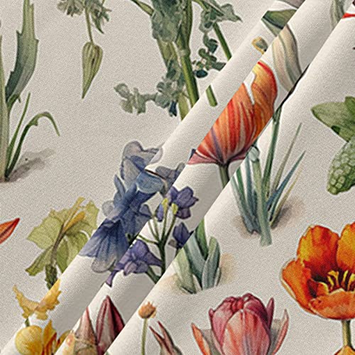 Warm Tour Retro Pastoral Floral Blossom Kitchen Table Cloth Waterproof Round Tablecloths,Aesthetic Botanical Flowers Spillproof Tablecover For Dining Room/Outdoor Parties/Bbq/Banquet #TOP4