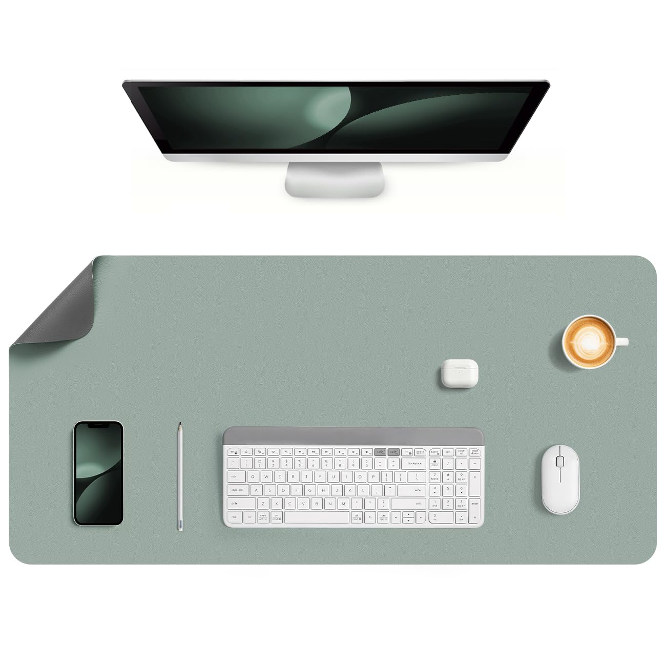 Jumdast Faux Leather Desk Mat, Dual-Sided Non-Slip Waterproof Desk Pad