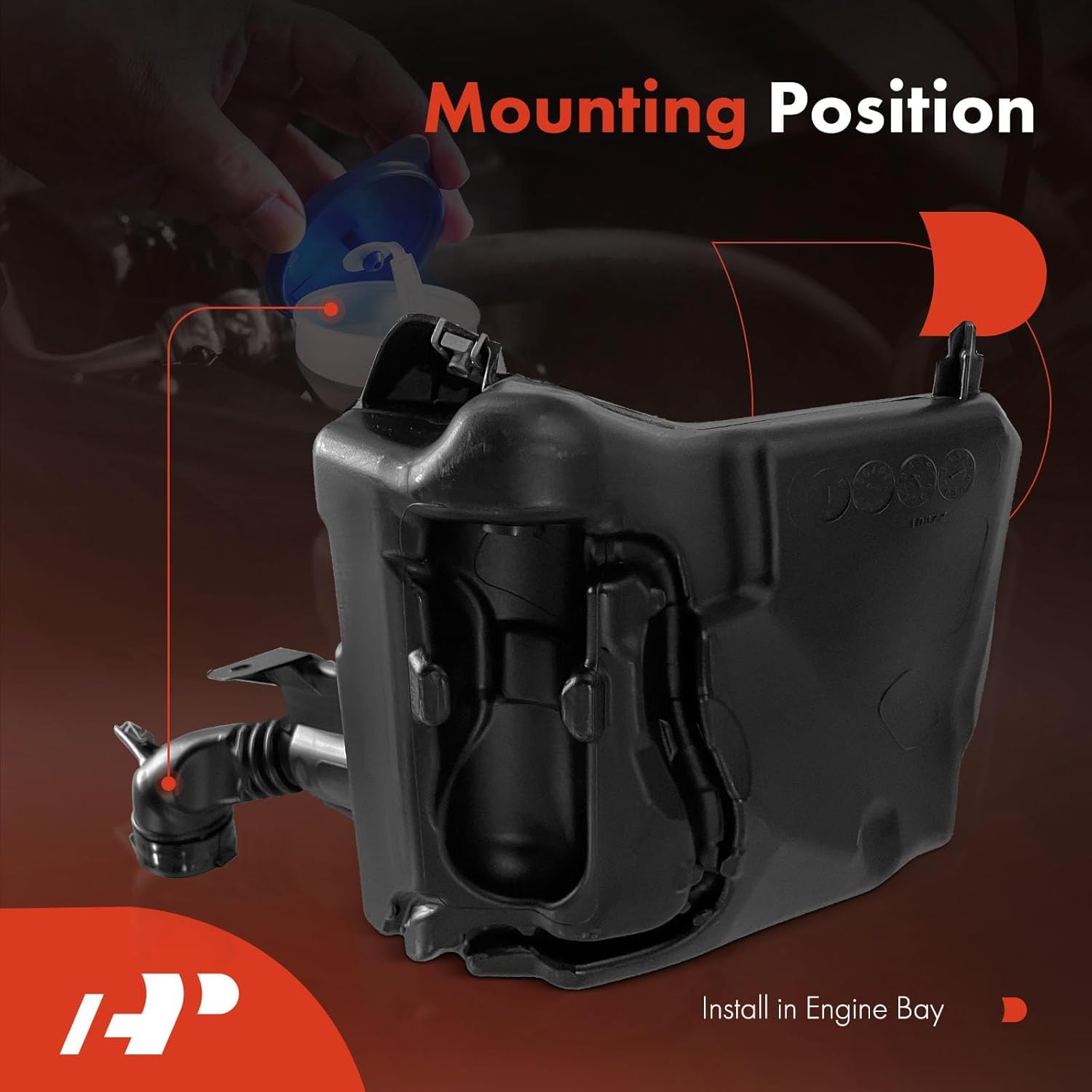 A-Premium Windshield Washer Reservoir Tank Assembly Compatible with Tesla Model 3 2017-2023 - with Cap