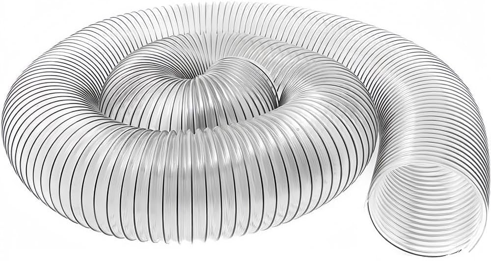PVC Dust Collection Hose, 4" x 10' (No Tube Clamps) | Carbon Steel Wire, Puncture-Resistant, For Woodworking Dust Collection Systems