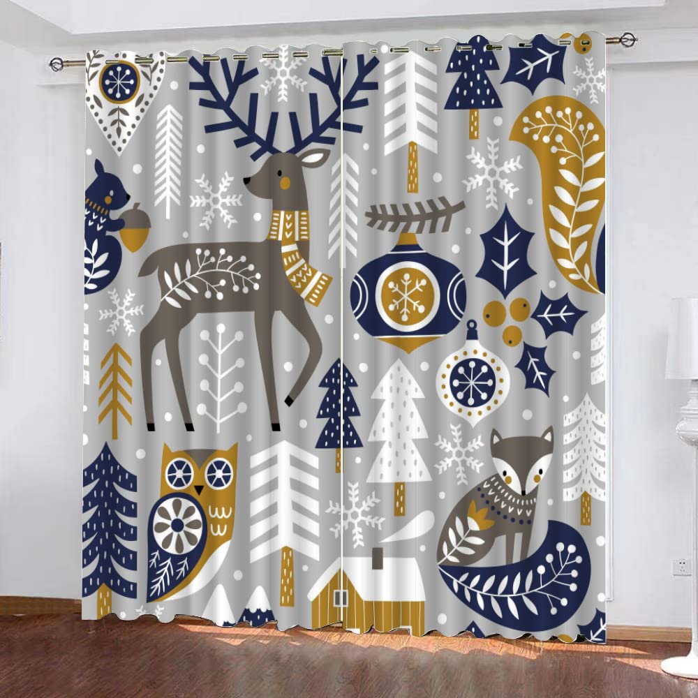 Rideaux occultants réduction bruit pour stopper la lumière extérieure motif flocon de neige blanc