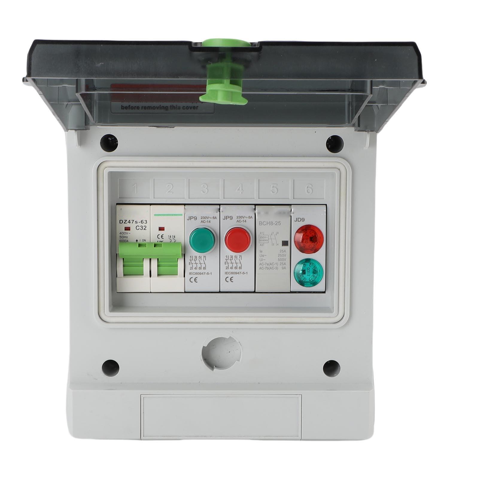 Hyuduo 400 V 32 A IP65 Outdoor-Verteilerkasten, Wasserdichter Leistungsschalterkasten für Telekommunikation, Elektrische Leitungssignalanzeige mit ABS PCV PA66-Material