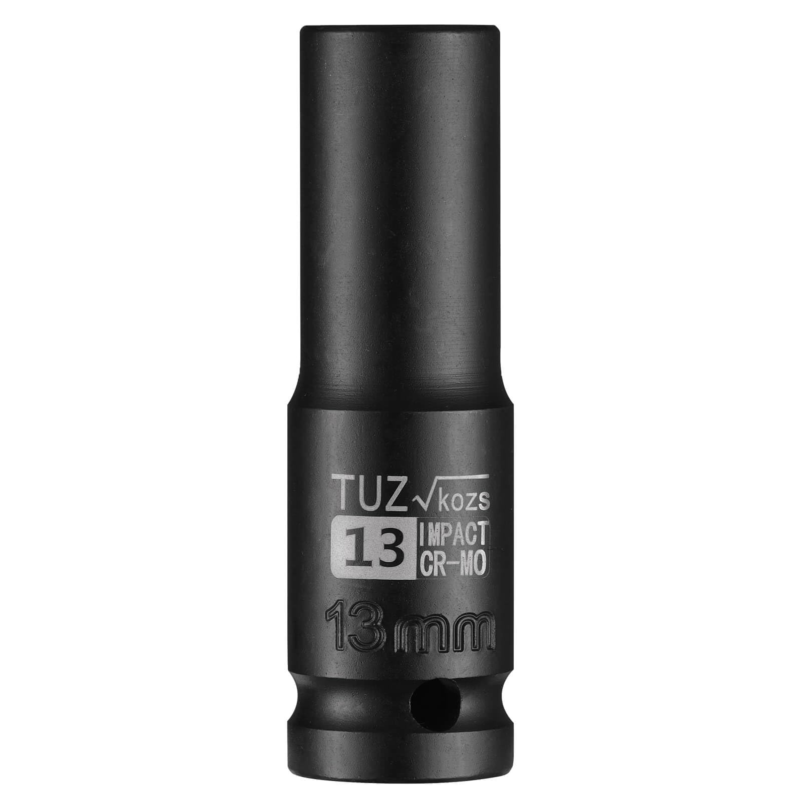 TUZkozs 1/2 Inch Drive 13mm Deep Metric Impact Socket,CR-MO,6 Point Radius Corner Design,Square Chamfered Opening,Axle Nut Impact Grade Socket for