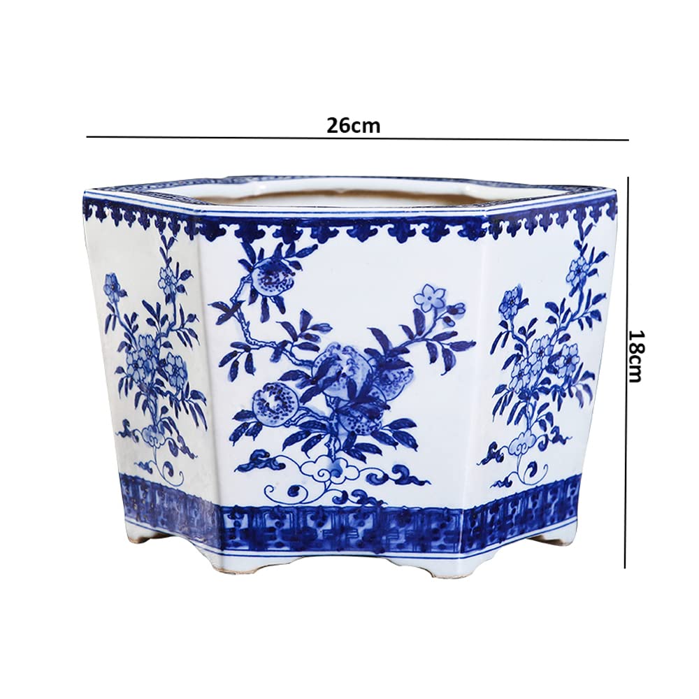 Jingdezhen ręcznie malowana niebieska i biała porcelanowa doniczka w stylu Chinoiserie Jingdezhen, duża ceramiczna doniczka do roślin w pomieszczeniach, ogrodnictwo, duża doniczka dla,