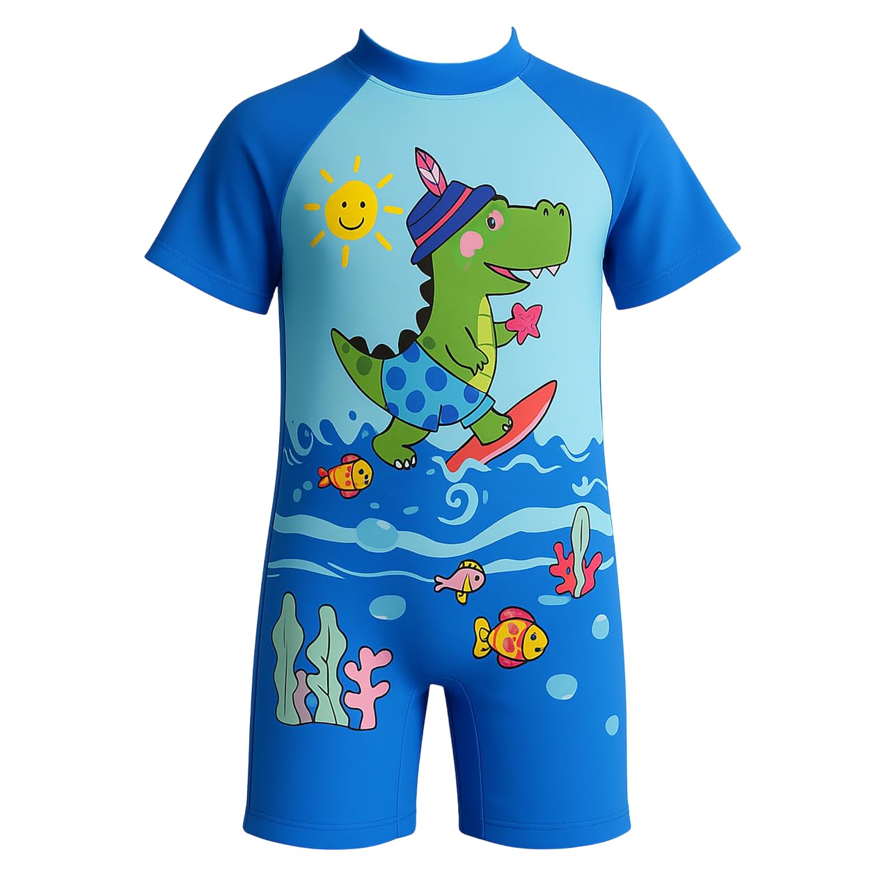 Morex Kids One-Piece Printed Swimsuit | Poly Spandex Quick-Dry Swimwear with UV Protection & Zipper | Soft Stretchable Swimming Costume for Boys & Girls-picture-30