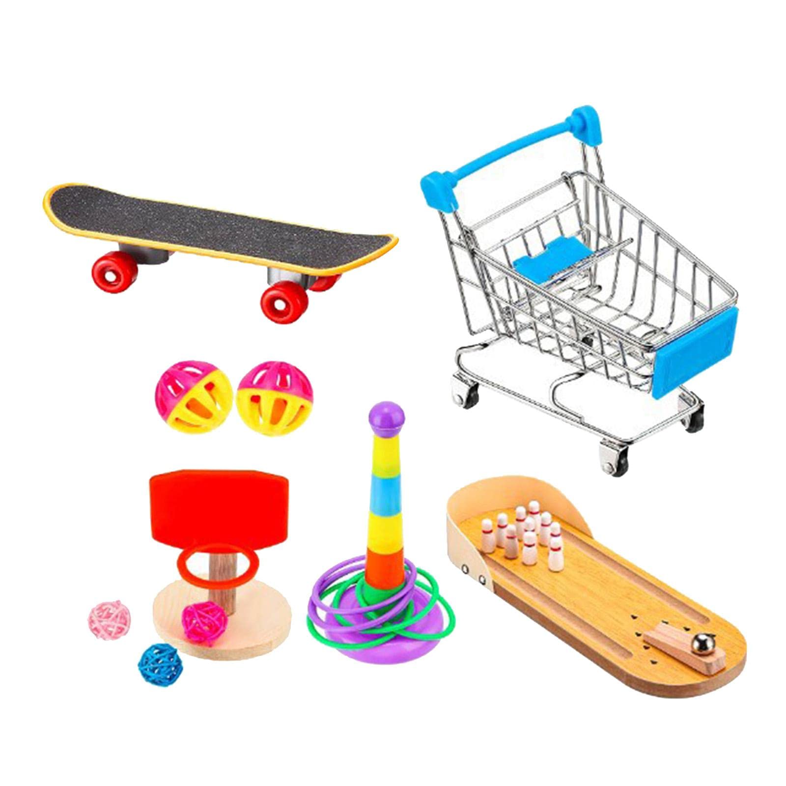 Juego de 7 Juguetes Interactivos para Loros Y Pájaros con Columpio Y Funciones de Ejercicio.