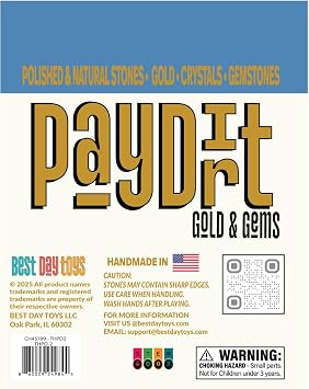 Treasure Hunters Paydirt Gold & Gems kit Uncover Genuine Gemstones, Crystals & Fossils | Educational Science Activity for Kids & Adults | Ages 5+
