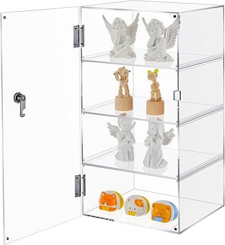 Vista 49 de Barydat Vitrina de acrílico con llave de bloqueo, vitrina transparente, vitrina, caja de almacenamiento segura multifuncional para tienda minorista
