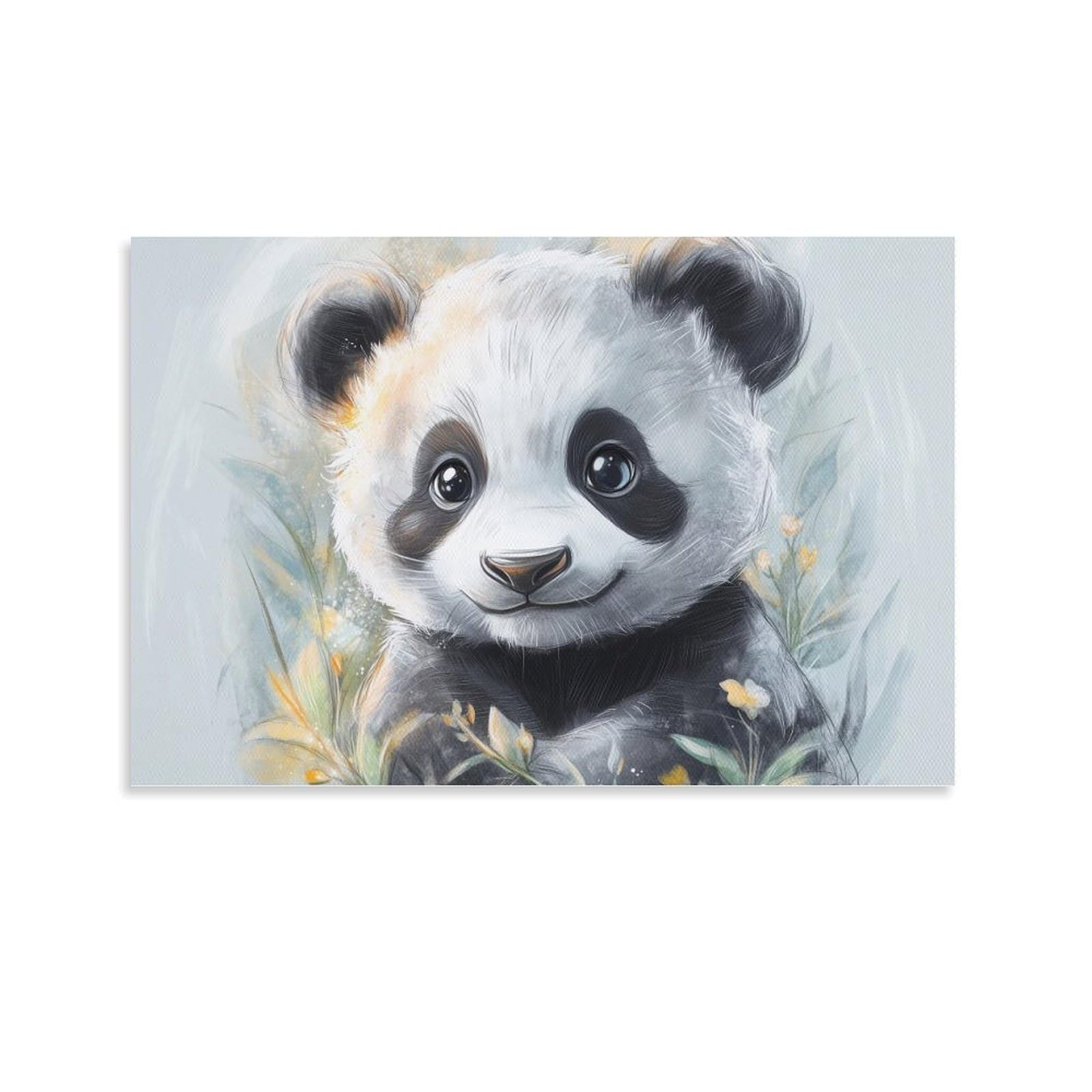 CPLVKWRQJ Panda Individual Cute Panda Watercolor Portrait Wall Art Decor - Kitchen Removable Canvas Wall Art Multi-Purpose Focal Point 24x36inch(60x90cm)