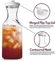 Vista 3 de DilaBee Jarra de agua de plástico con tapa, jarra cuadrada para bebidas, leche, batidos, té helado, suministros de barra de mimosa, sin BPA, no apta