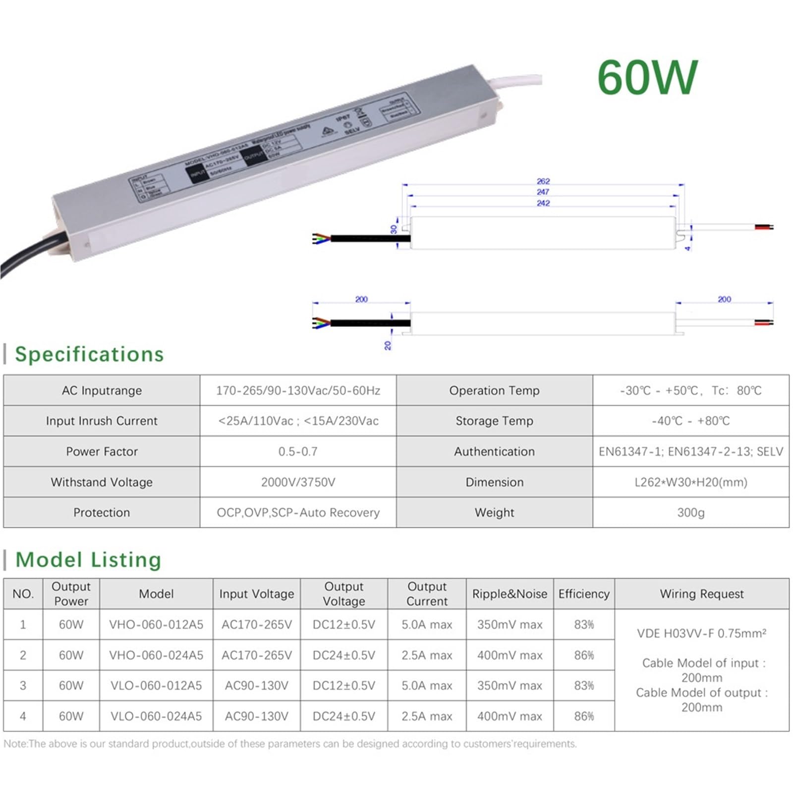 Trasformatore di illuminazione impermeabile CA a CC 12V 24V 12W 20W 36W 100W Alimentatore switching Driver LED for striscia Alta Affidabilità(12W,12V)