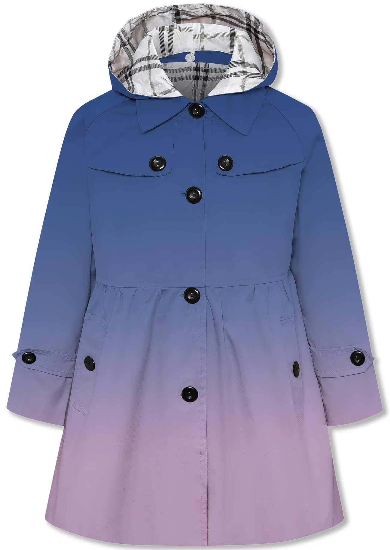 Betusline Girl's Single Breasted Trench Coat Hooded Dress Coat Outerwear