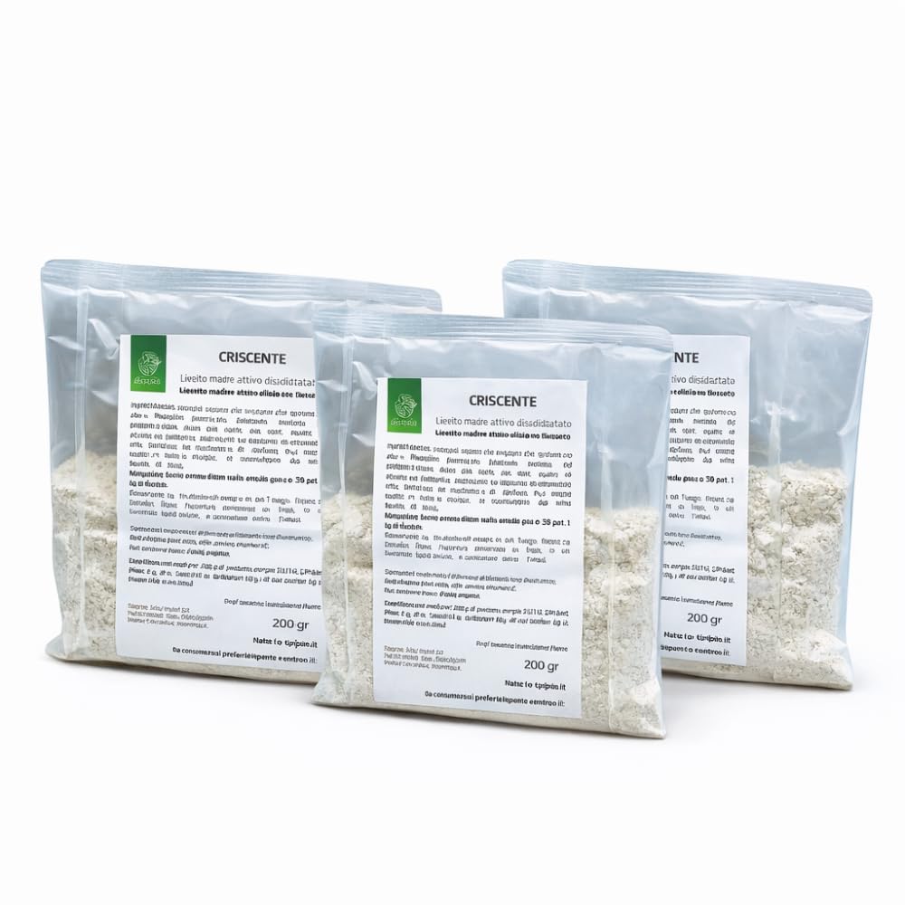 Molini Riggi® Lievito Madre Attivo Disidratato – Criscente – Multipack 3 × 200 g (600 g) – Pane, Pizza e Focacce – Uso Professionale
