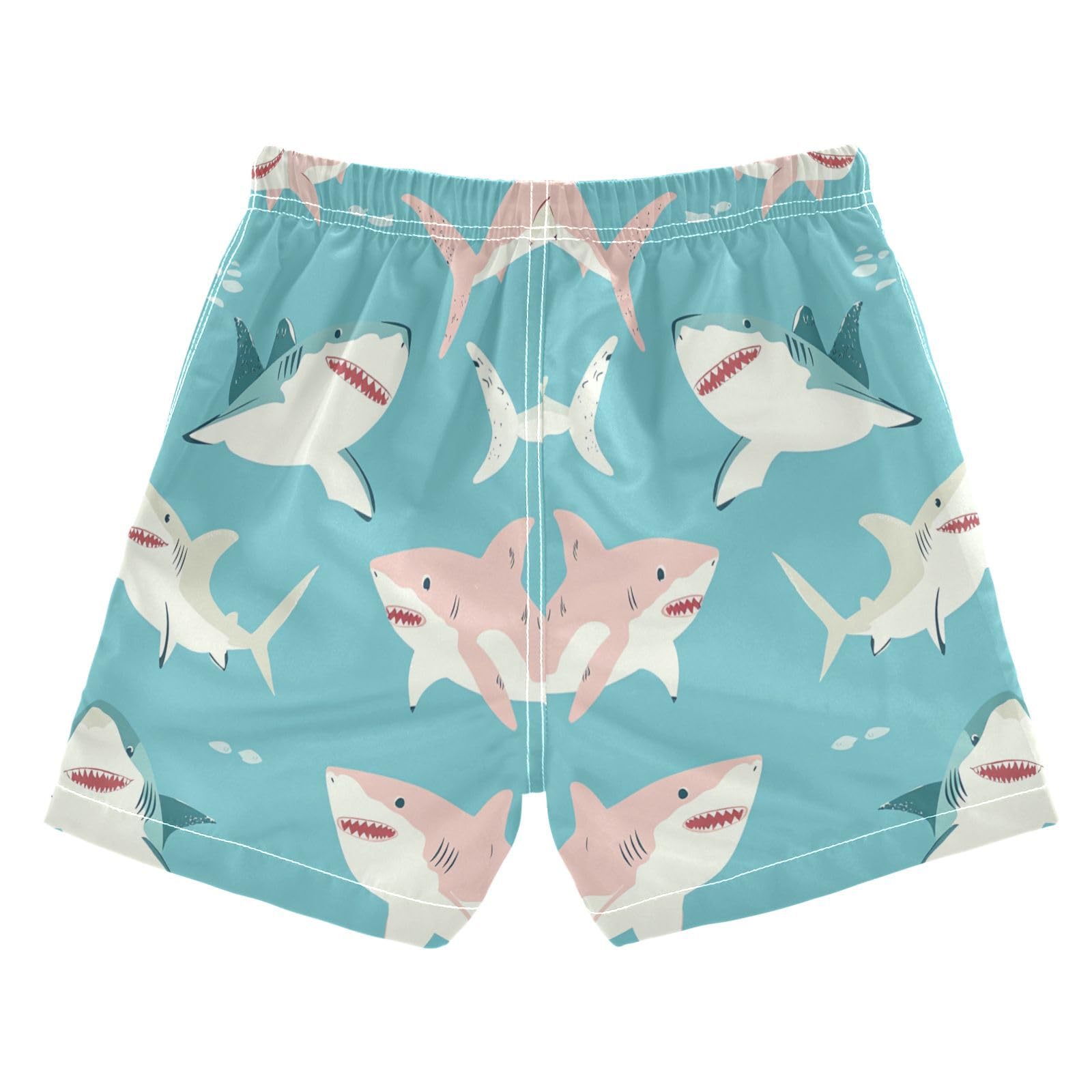 Jucciaco Boys Swim Trunk Quick Dry Beach Board Shorts Shark Fish Blue Ocean Swimwear for Kids