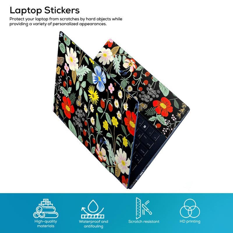 Image of Floral F43 Top+Wrist Pad Vinyl Laptop Skin /Sticker /Cover for 13 to 13.3 Inches Laptops Laminated-Removable-HD Quality Compatible for Hp-Dell-Sony-Lenovo-Asus etc.(13x9.2 Inches)