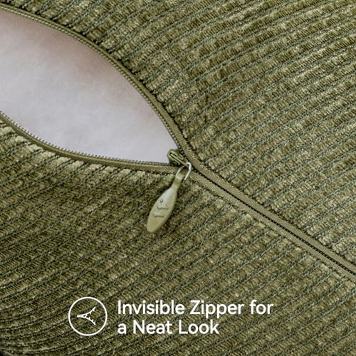 Image of a moment Pack of 2 Decorative Chenille Throw Pillow Covers with Twill Cushion Covers for Sofa Living Room Couch Bed 26x26 Inch,Moss Green