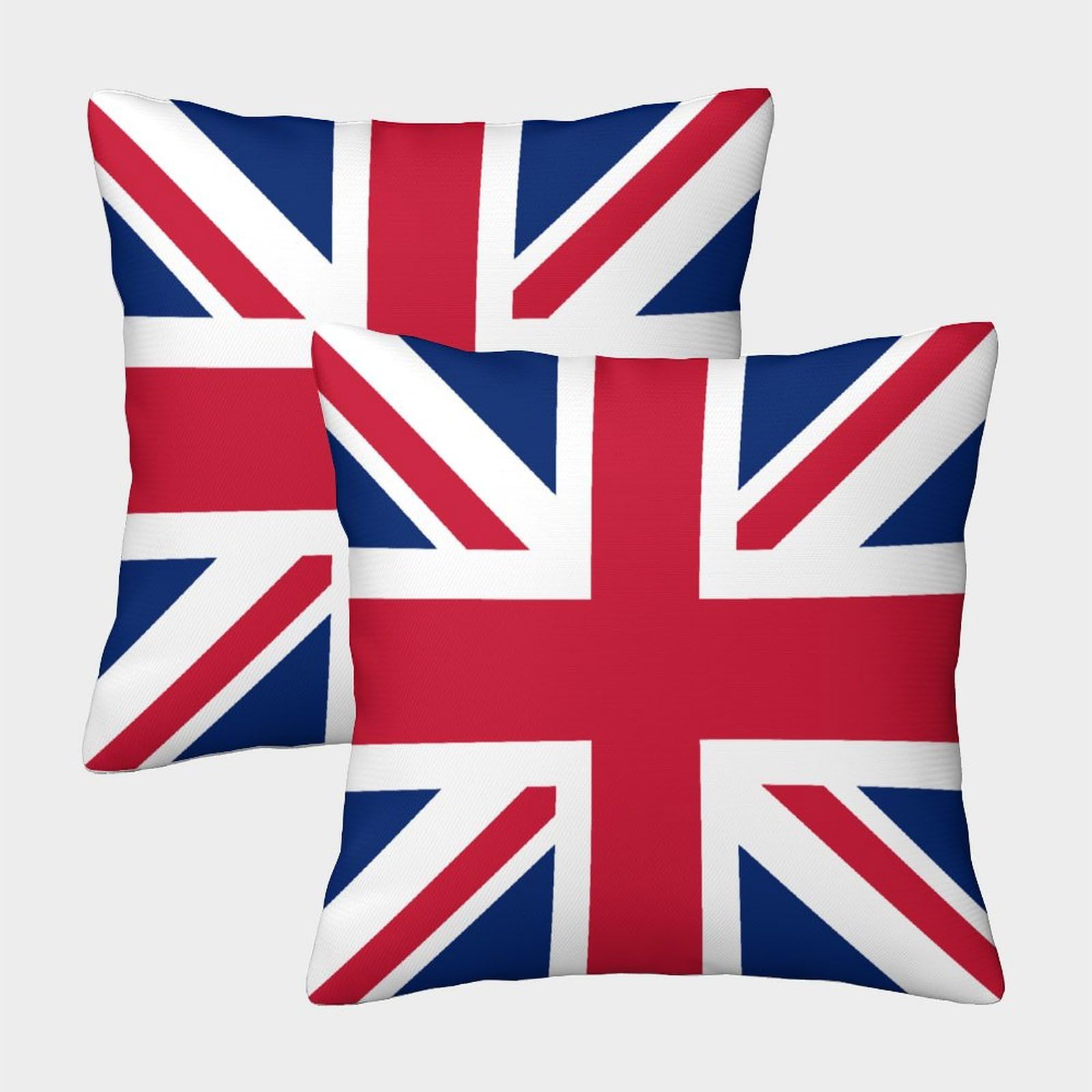 Vdyndyiw Flag Of The United Kingdom 3D Printed Throw Pillow Covers Throw Pillow Case Decorative Super Soft Pack Of 2 For Patio,Couch, Tent, Balcony And Sofa 50X50cm