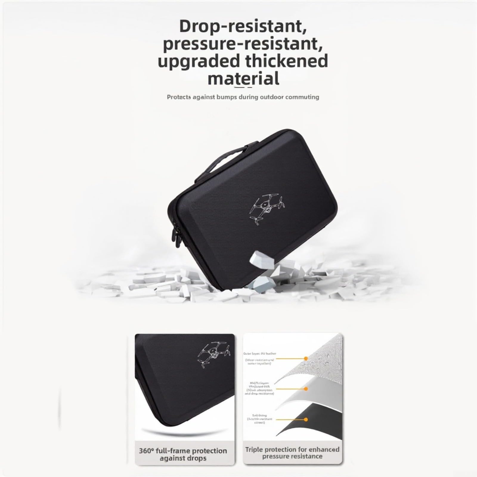 Bolsa bandolera de poliuretano para DJI Lito 1, versátil bolsa de almacenamiento cruzada de hombro con correa, solución de transporte protectora ligera para viajes y actividades al aire libre, negro