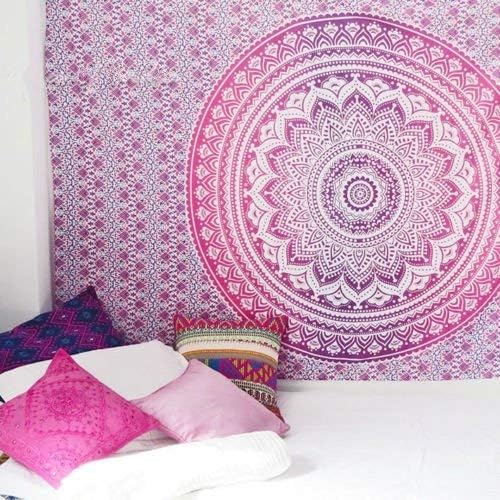 Raajsee Large Pink Ombre Mandala Tapestry Wall Hanging, Indian Cotton Beach Throw Blanket, Hippie Elephant Queen Boho Decor, Meditation Yoga Mat Rugs, A Perfect Gift 210x220cm - Image 5