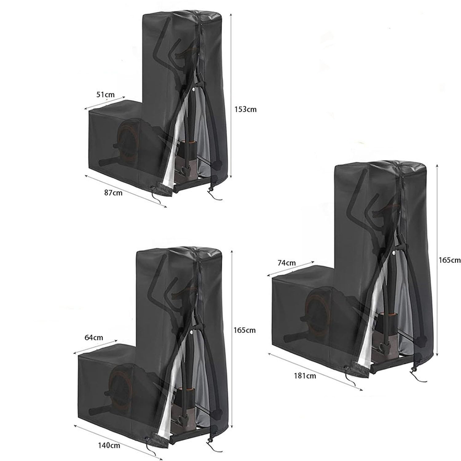 Crosstrainer-Abdeckung Ellipsentrainer-Abdeckung 420D Oxford Vollständige Abdeckplane Heimtrainer Crosstrainer Fahrradabdeckung Innen Außen Elliptische Maschinenabdeckung(Size:420D/181x74x165cm,Color: