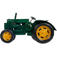 1939 John Deere Model D Tractor Metal Handmade - John Deere Collectibles - Metal Scale Model for Home & Office - 11.5" L x 6" W x 6.5" H