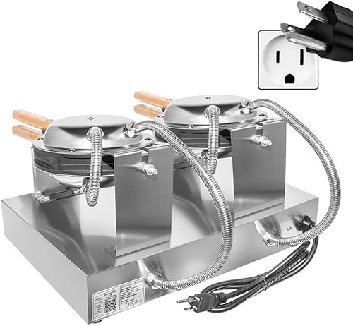 Miniatura 4 de ALDKitchen Máquina de gofres perforada mejorada giratoria profesional (parrilla/horno para cocinar hojaldre, estilo Hong Kong, huevo, QQ,