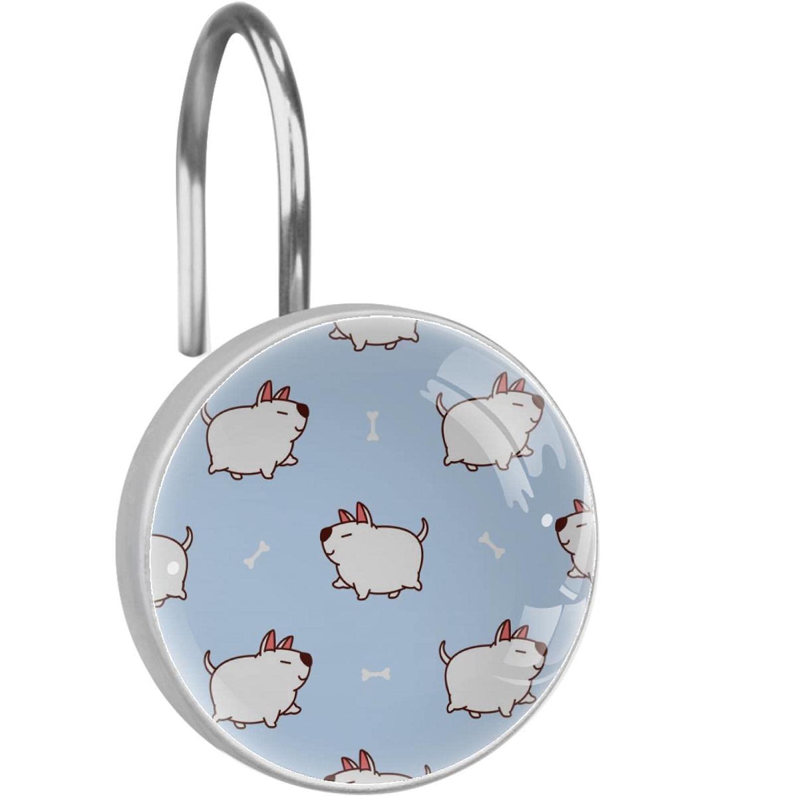 Rideau de douche parfait grâce aux anneaux Bull Terrier pour égayer la salle de bain familiale