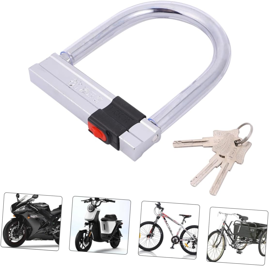 Yardwe Heavy Duty Theft U-Shaped Lock Chain Lock for Motorcycle Bike Hydraulic Resistance for Outdoor Security