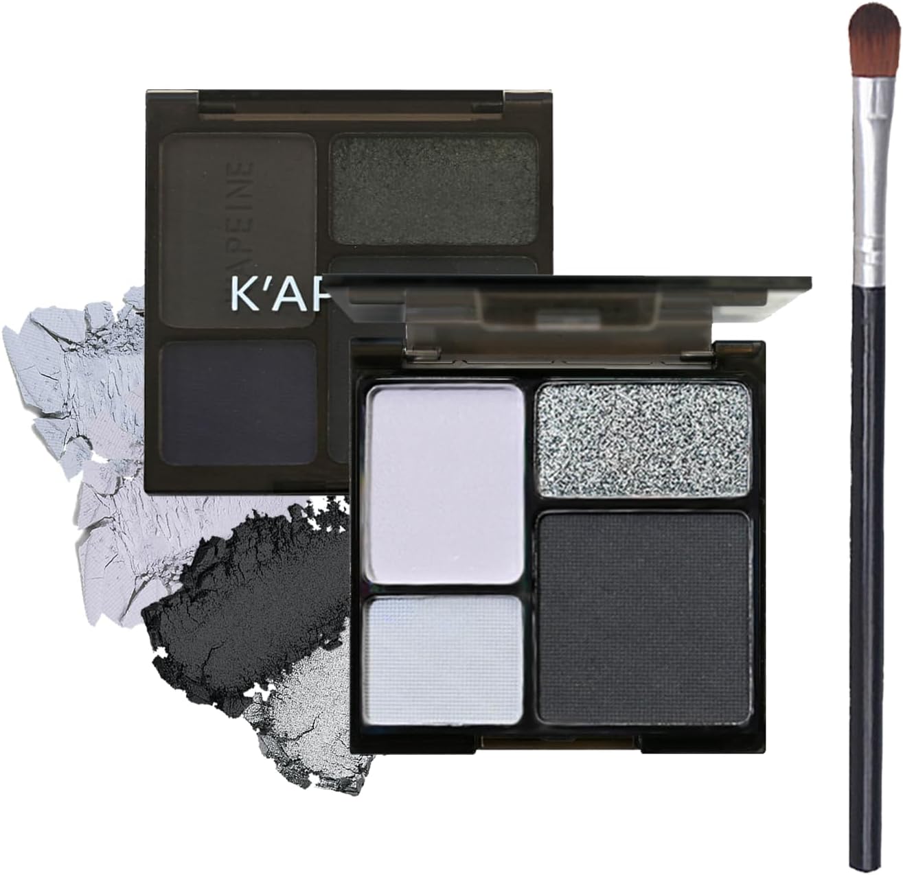 Black Silver Smoky Eyeshadow Palettes Goth Eye Shadow Palette, Gray