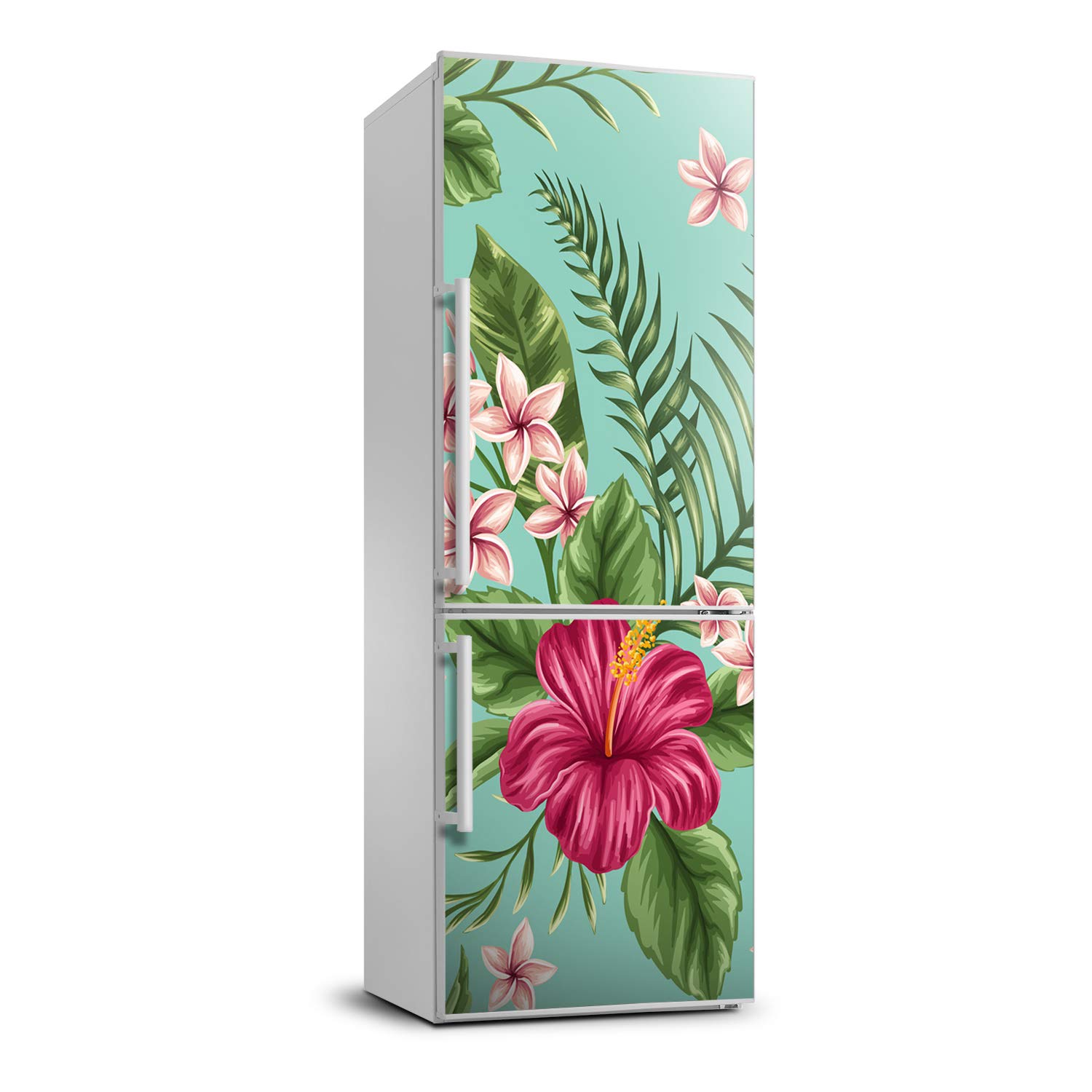 Pegajosas de pared de flores hawaianas y cubierta del refrigerador autoadhesiva 60x180