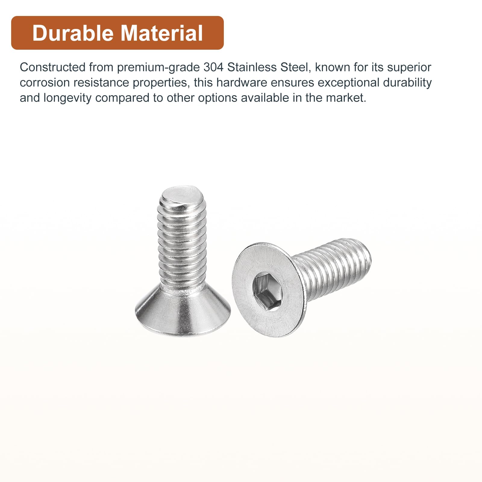 DTGN 5/16-18 x 7/8" Flat Head Socket Cap Screws, 20 Pack 304 Stainless Steel Hex Socket Flat Head Screws, Full Thread - Image 3
